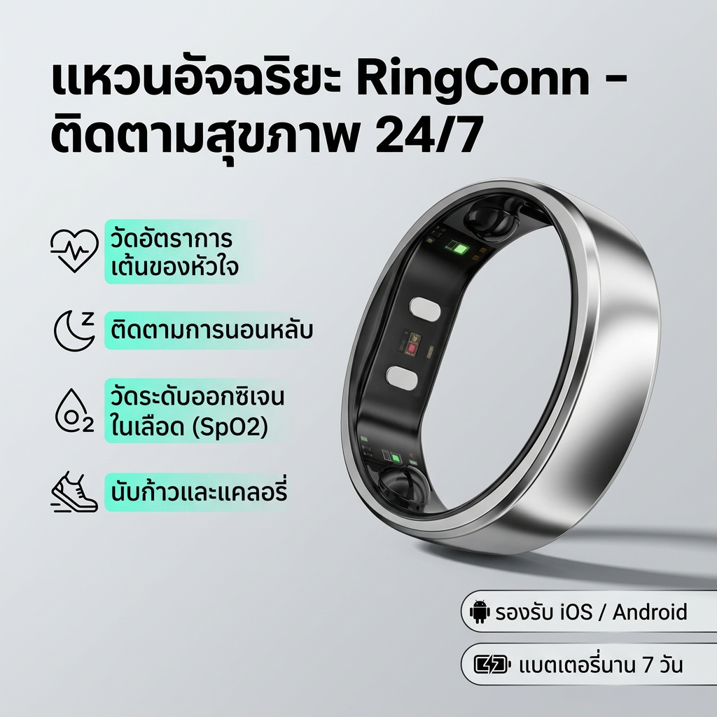 RingConn Gen 2 Air (ประกันศูนย์ไทย!!) แหวนอัจฉริยะ ติดตามสุขภาพและการนอน แบตอึด 12 วัน ประกันศูนย์ไทย