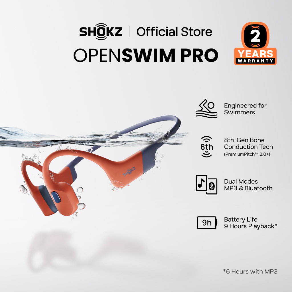 SHOKZ S710 OpenSwim Pro มาตรฐานกันน้ำ IP68 | ดีไซน์แบบ Open-Ear เพื่อความปลอดภัย | โหมดคู่บลูทูธ + MP3 | พื้นที่เก็บข้อมูล MP3 ขนาด 32GB