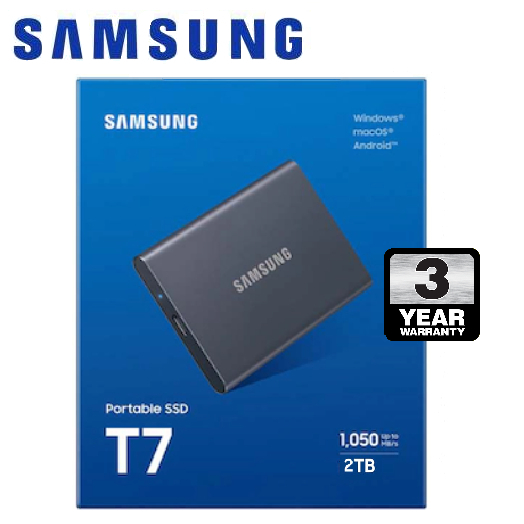 Samsung 2TB T7 Portable SSD USB3.2 (Gray)