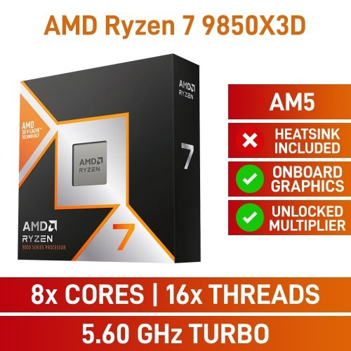 CPU (ซีพียู) AMD AM5 RYZEN 7 9850X3D 4.7GHz 8C 16T (3Y)