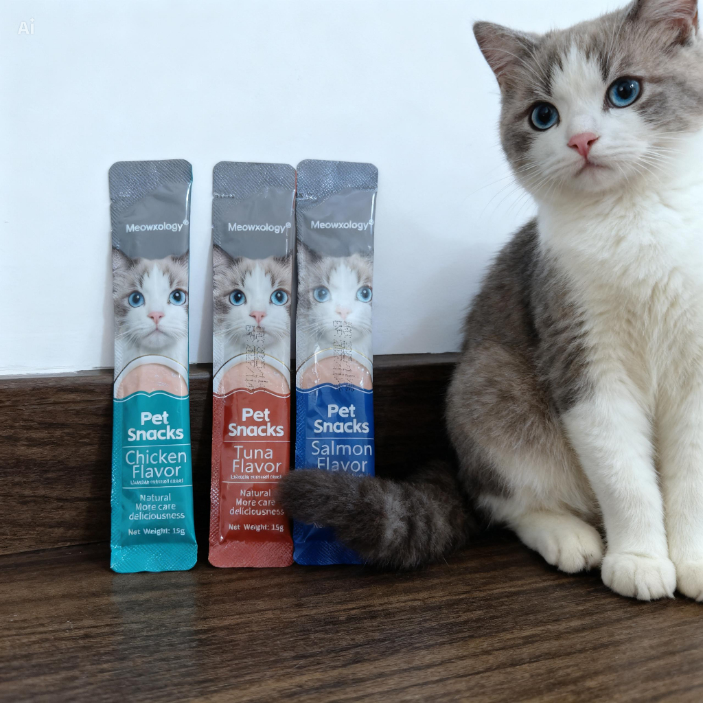 ขนมแมวเลีย 100 ซอง (15g./ซอง) คละรส ไม่เบื่อ อร่อยขอแล้วขออีก | Shopee Thailand