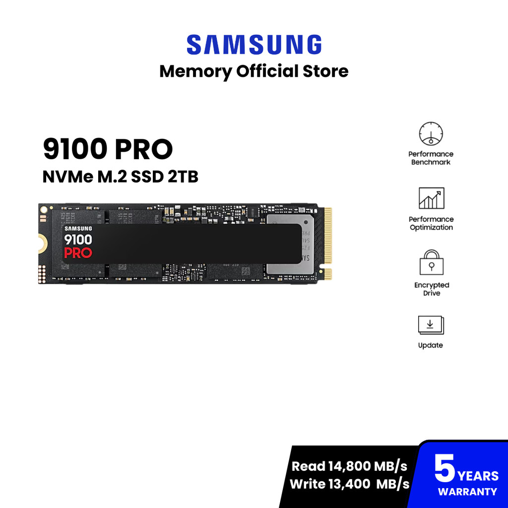 SAMSUNG 9100 PRO SSD M.2 ความจุ 2TB 14,800 / 13,400 MB/s : Warranty 5Y - MZ-VAP2T0BW