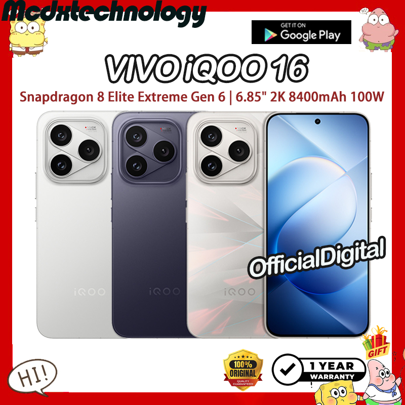 VIVO iQOO 16 Snapdragon 8 Elite Extreme Gen 6 6.85" 2K OLED 8400mAh 100W Gaming Phone iQOO16 | สนับสนุนไทยและ Google | Shopee Thailand