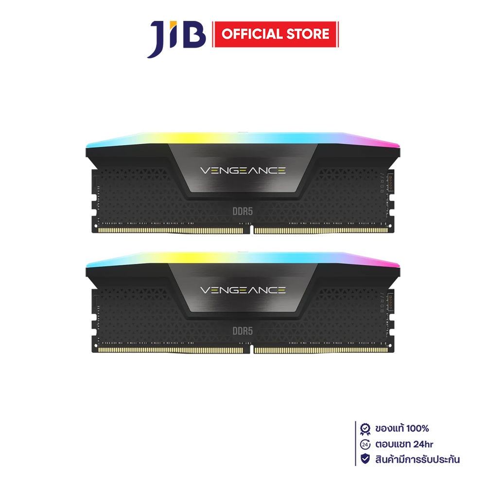 32GB (16GBx2) DDR5 6000MHz RAM (หน่วยความจำ) CORSAIR VENGEANCE RGB DDR5 - INTEL XMP CL36 BLACK CMH32GX5M2F6000C36
