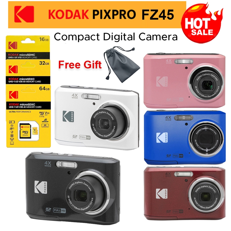 กล้องคอมแพค Kodak PIXPRO FZ45 ความละเอียด 16MP ซูม 4 เท่า บันทึกวิดีโอ | การ์ด SD 16GB 32GB 64GB