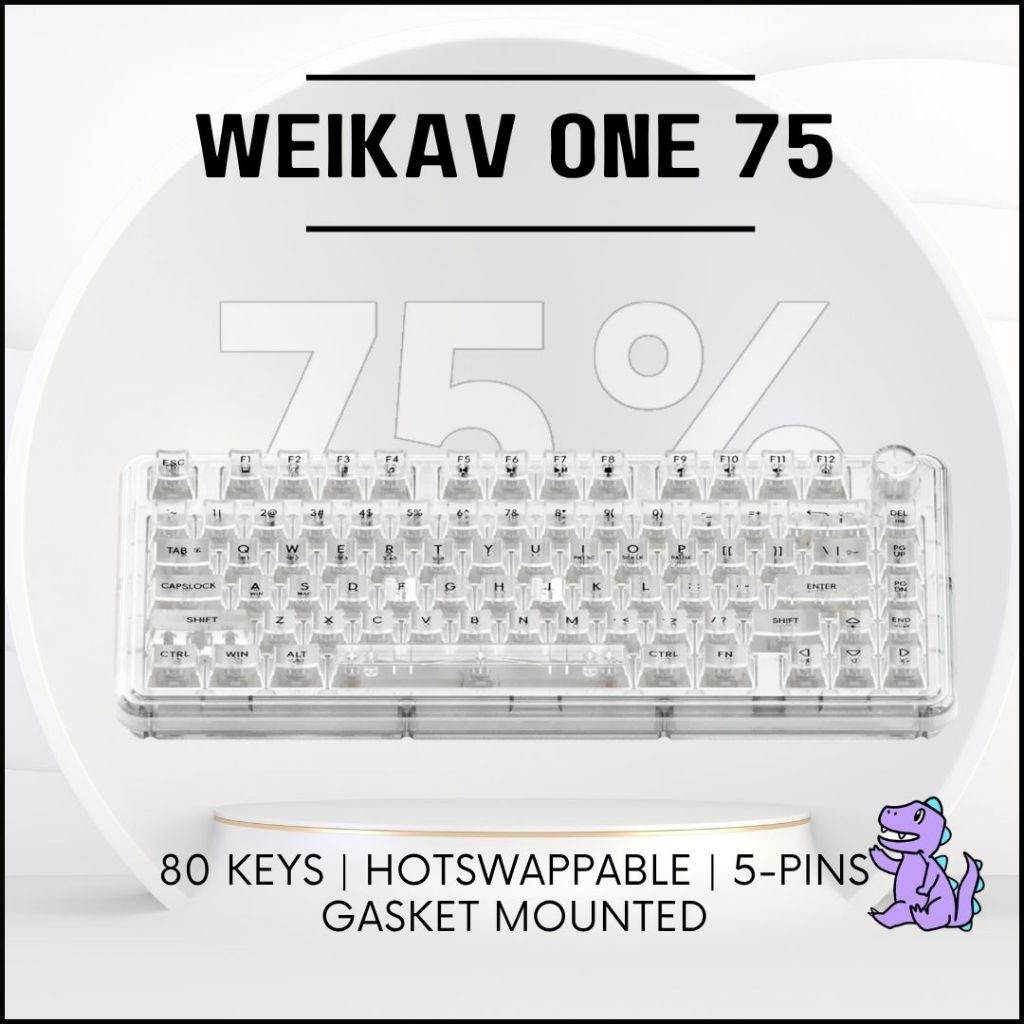 WEIKAV ONE75 ชุดคีย์บอร์ดเชิงกลแบบใส | Tri-Mode ไร้สาย | ตัวยึดปะเก็น | Hot-Swappable RGB | Shopee Thailand