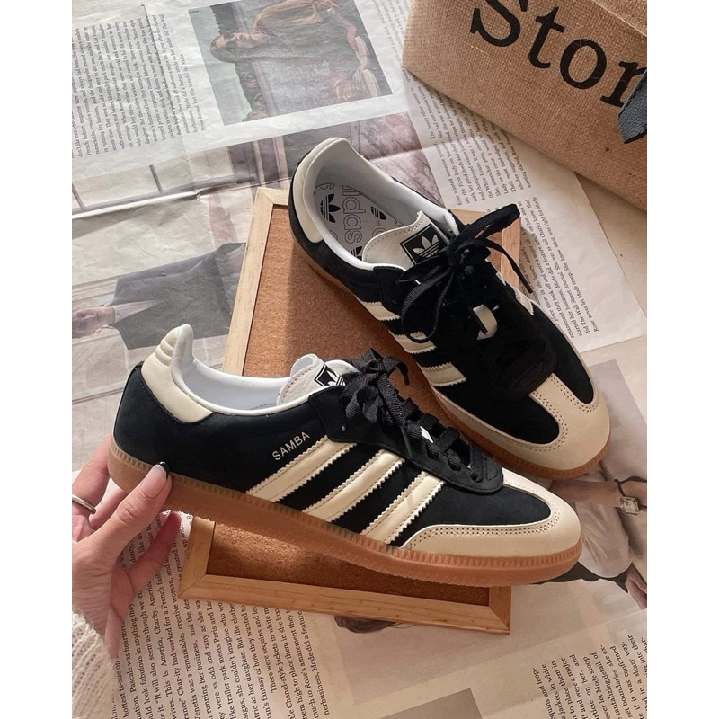 [ พร้อมส่ง ] Adidas Samba OG Black Wonder สีดำครีม ของแท้ 100%