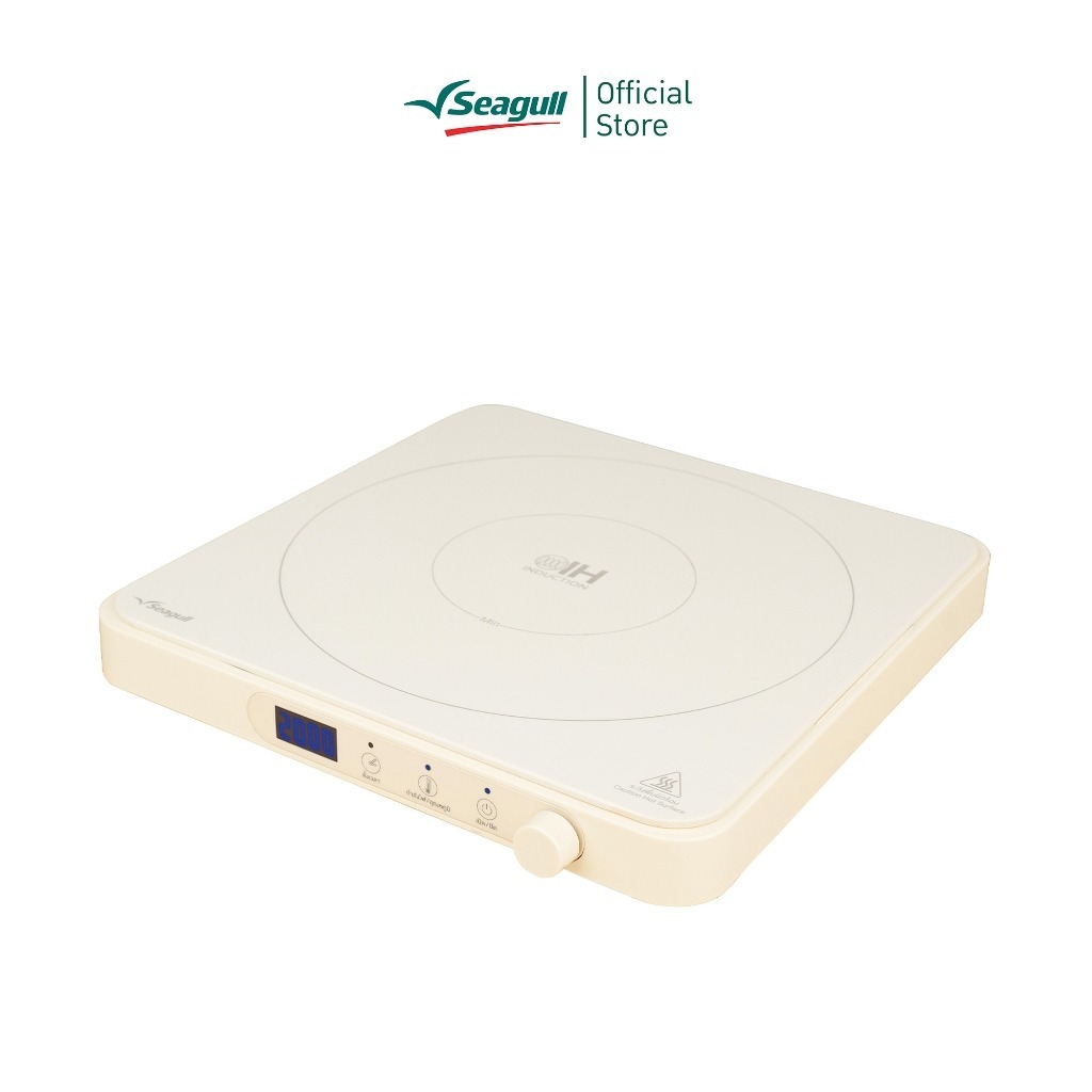 [🔥ขายดี!] Seagull เตาแม่เหล็กไฟฟ้า รุ่นโมเดิร์น (สีครีม) มินิมอล 2,000W หน้าจอดิจิทัล ประกัน 1 ปี 🍳
